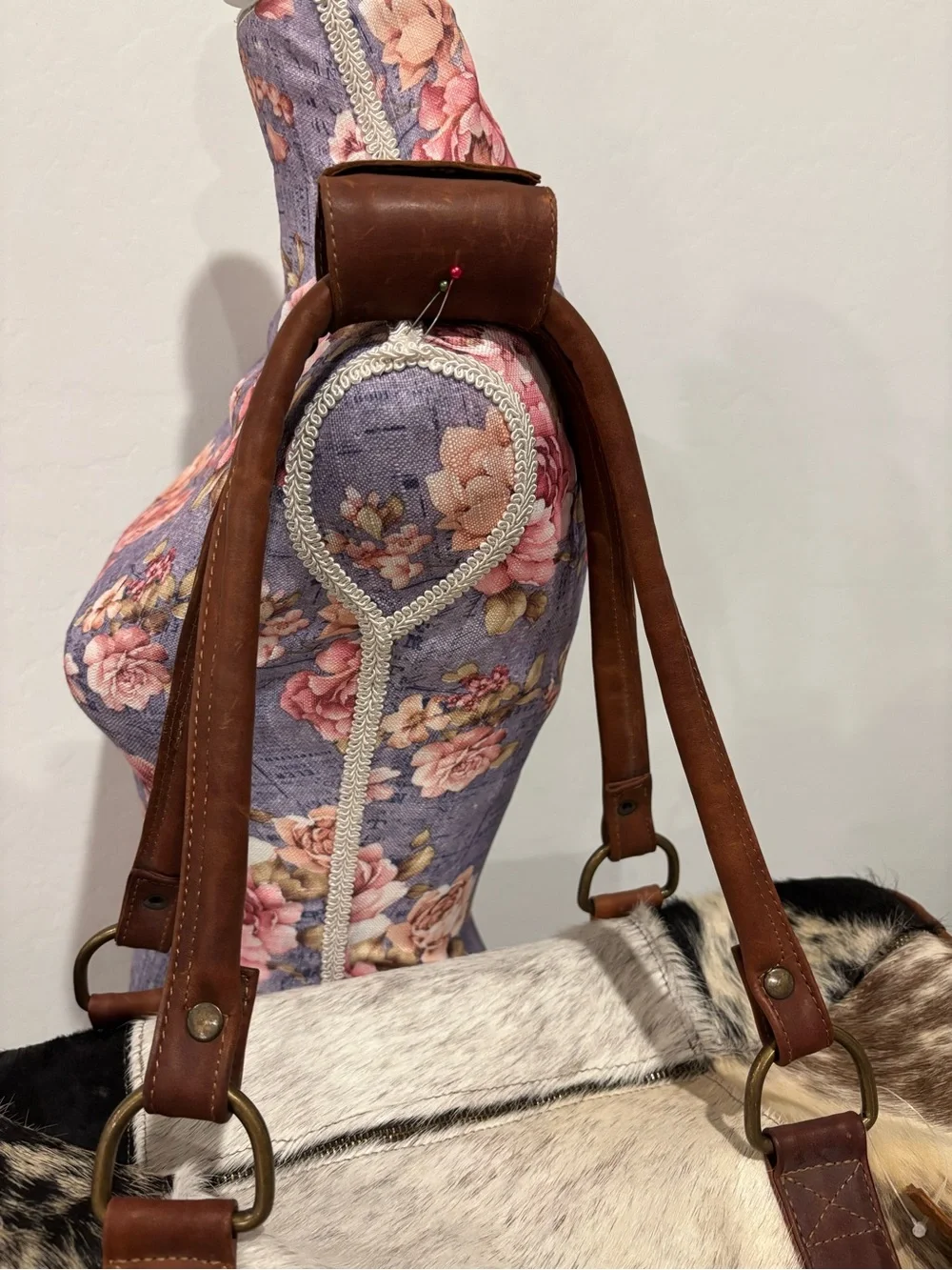 Genuinos Olmos Mexican Leather and Cowhide Travel Duffle Bag